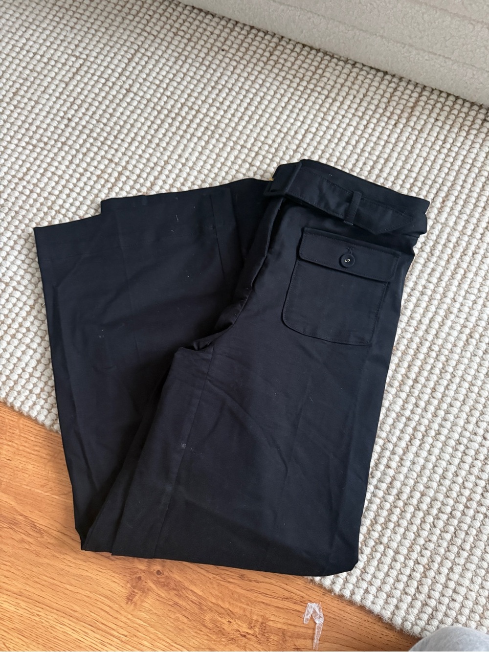 LOFT Black Trousers wide leg with belt